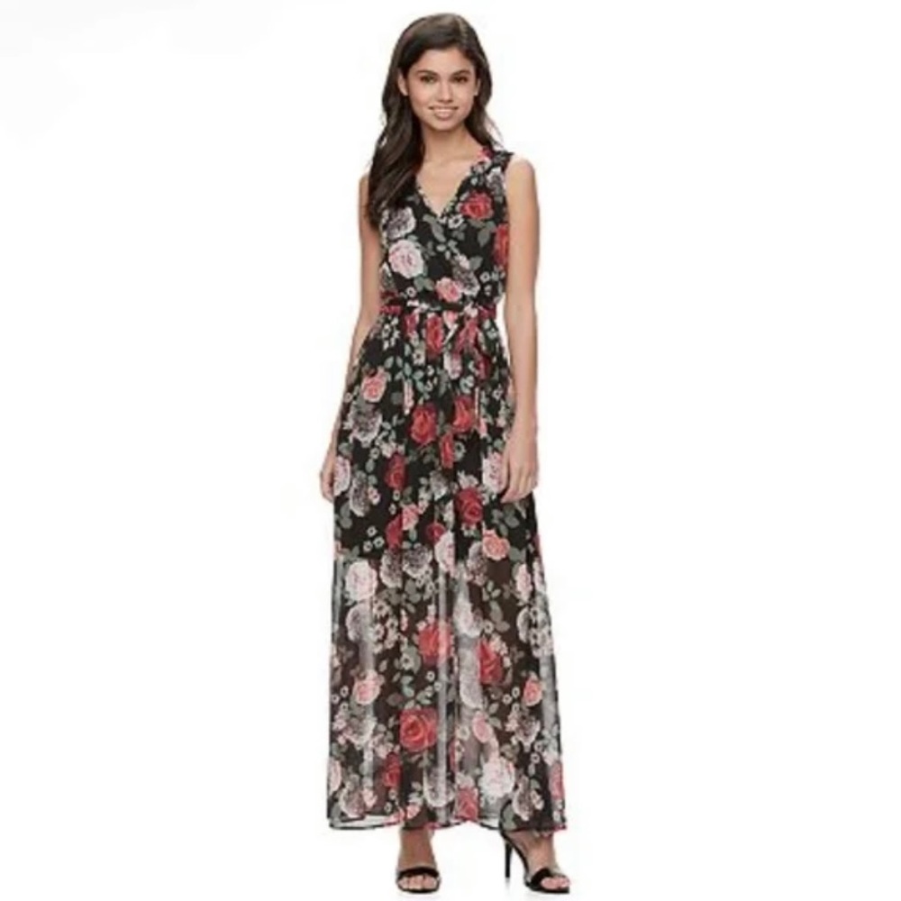BEAUTY AND THE BEAST FLORAL MAXI DRESS EUC